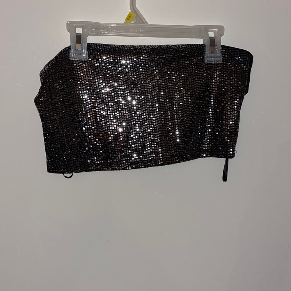 Silver glitter crop top